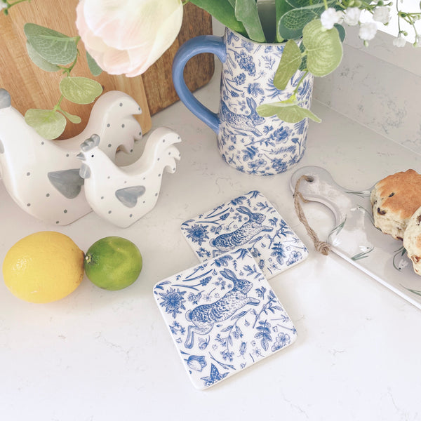 Blue Hare Ceramic Coaster
