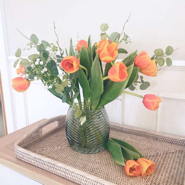 Burnt Orange Real Touch Tulips Set of 2 Stems