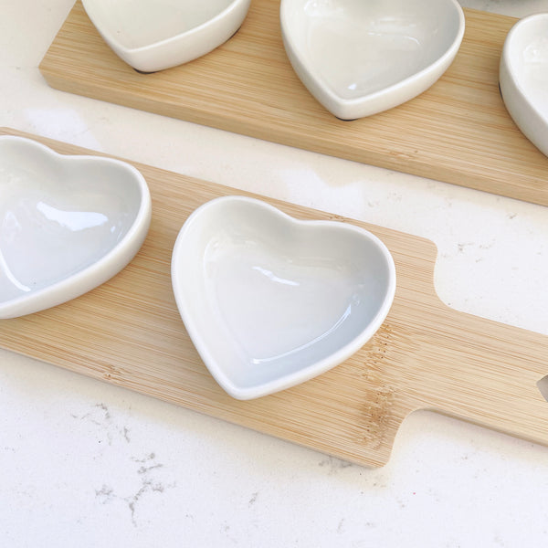 Heart Serving Tray with Heart Dishes