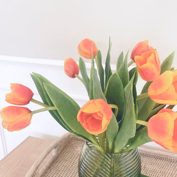 Burnt Orange Real Touch Tulips Set of 2 Stems