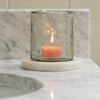 Hammered Glass Tea Light Holder with Marble Base