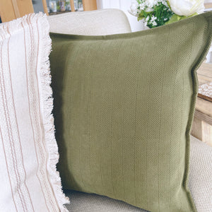 Green Herringbone Cushion