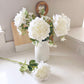Real Touch Large Open White Peony Stem