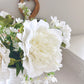 Real Touch Large Open White Peony Stem