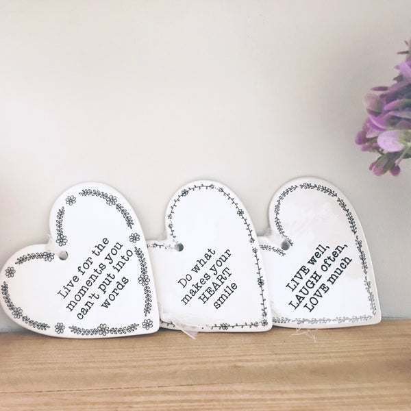 Ceramic hanging heart plaques