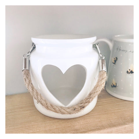 White Porcelain Heart Tea Light Holder
