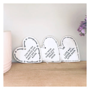 Ceramic hanging heart plaques