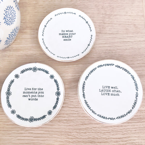 Set of 3 Little Quote Dishes